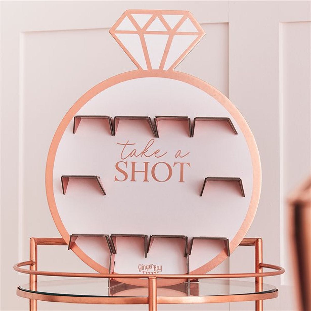 Rose Gold Hen Party Ring Shot Wall