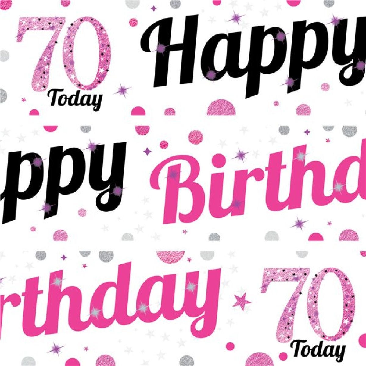 70th Birthday Pink Celebration Paper Banners -1m