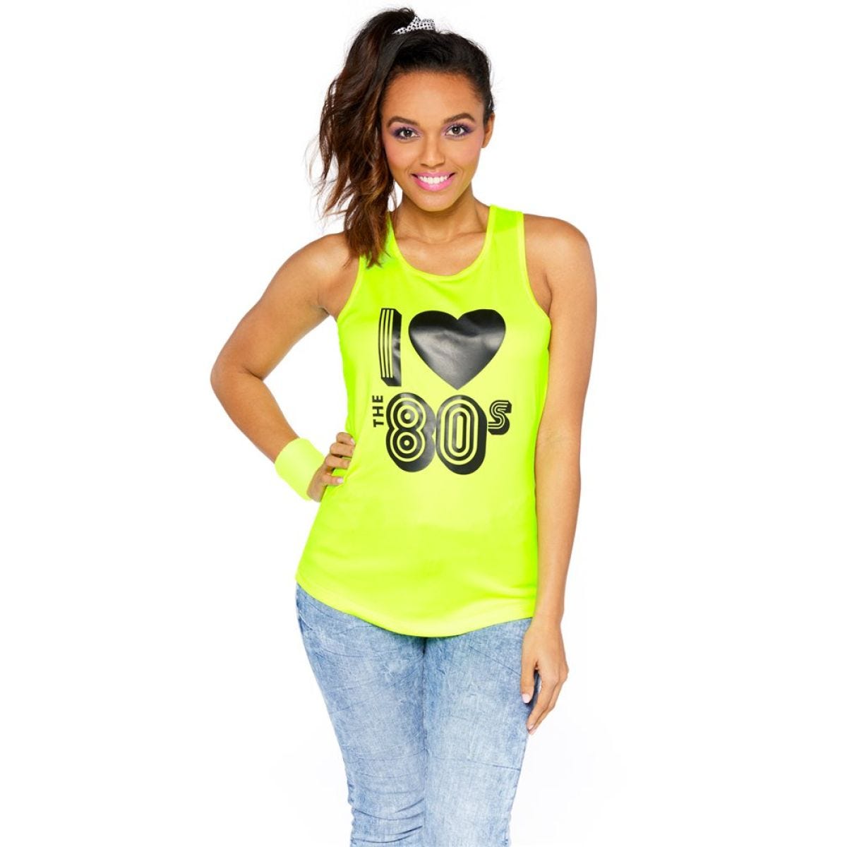 I Love the 80s Yellow Vest Top - Adult Costume