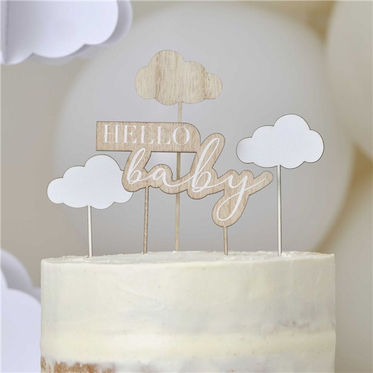 Hello Baby With Clouds Cake Topper