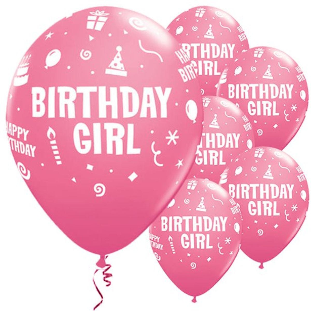 Pink Birthday Girl Balloons - 11" Latex