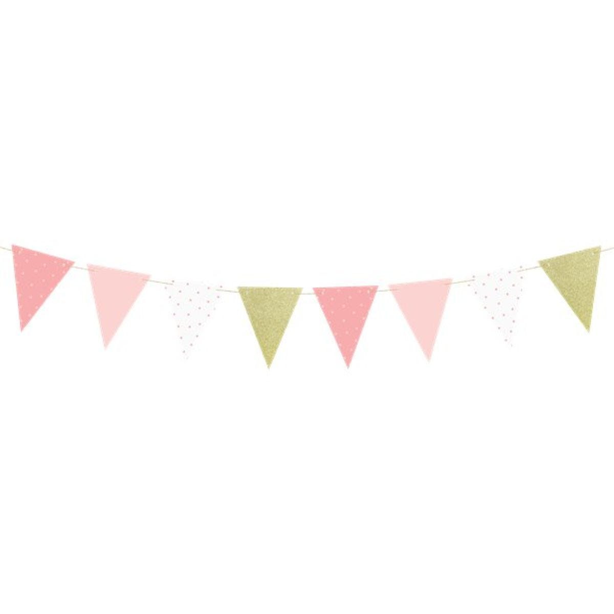 Pink & Gold Paper Pennant Garland 1.3m