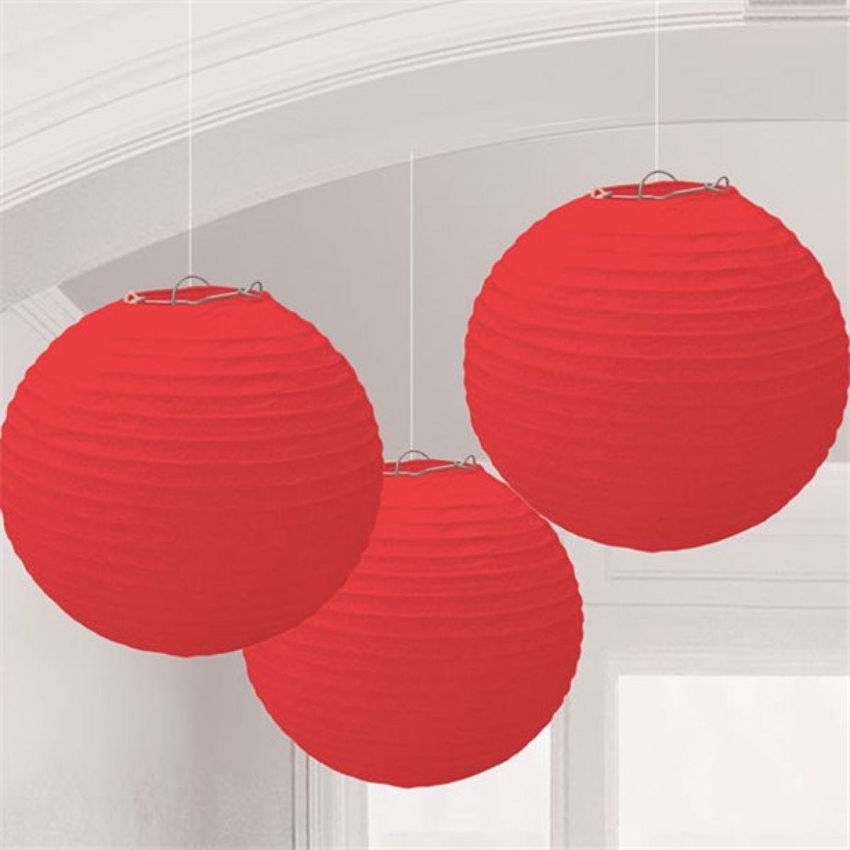 Red Paper Lantern Decorations - 24cm