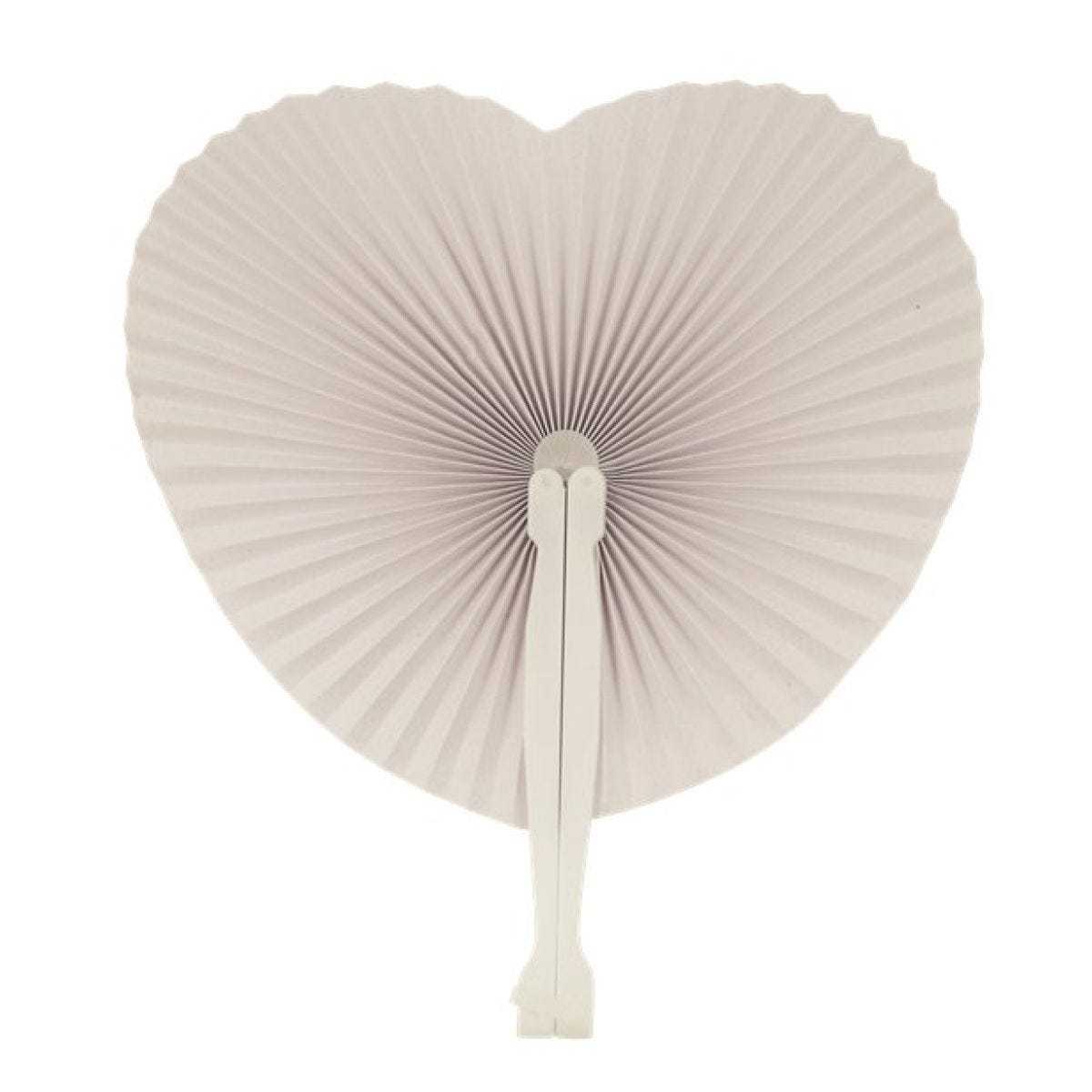 Hand Held White Heart Paper Fan - 14cm