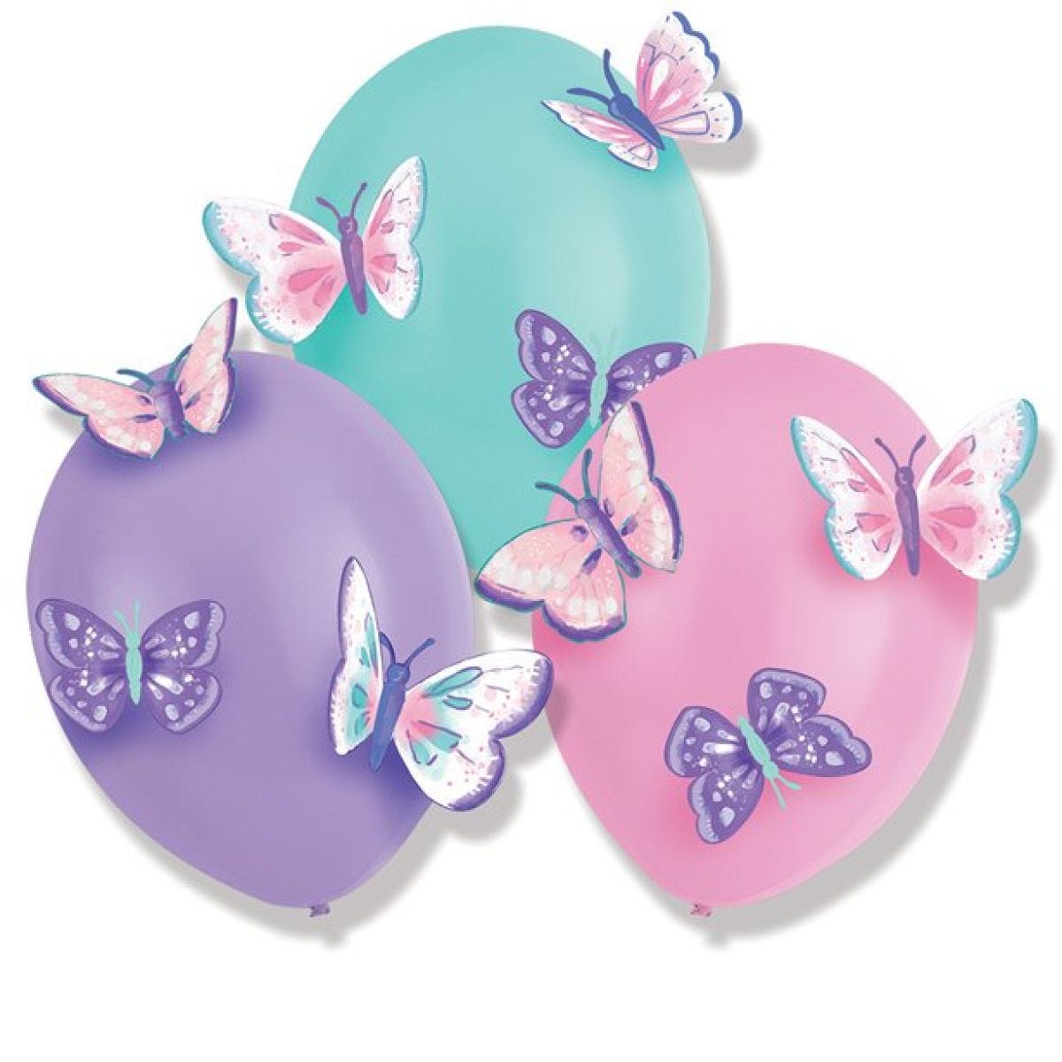 Flutter Butterfly 11" Latex Balloons with add ons (3pk)