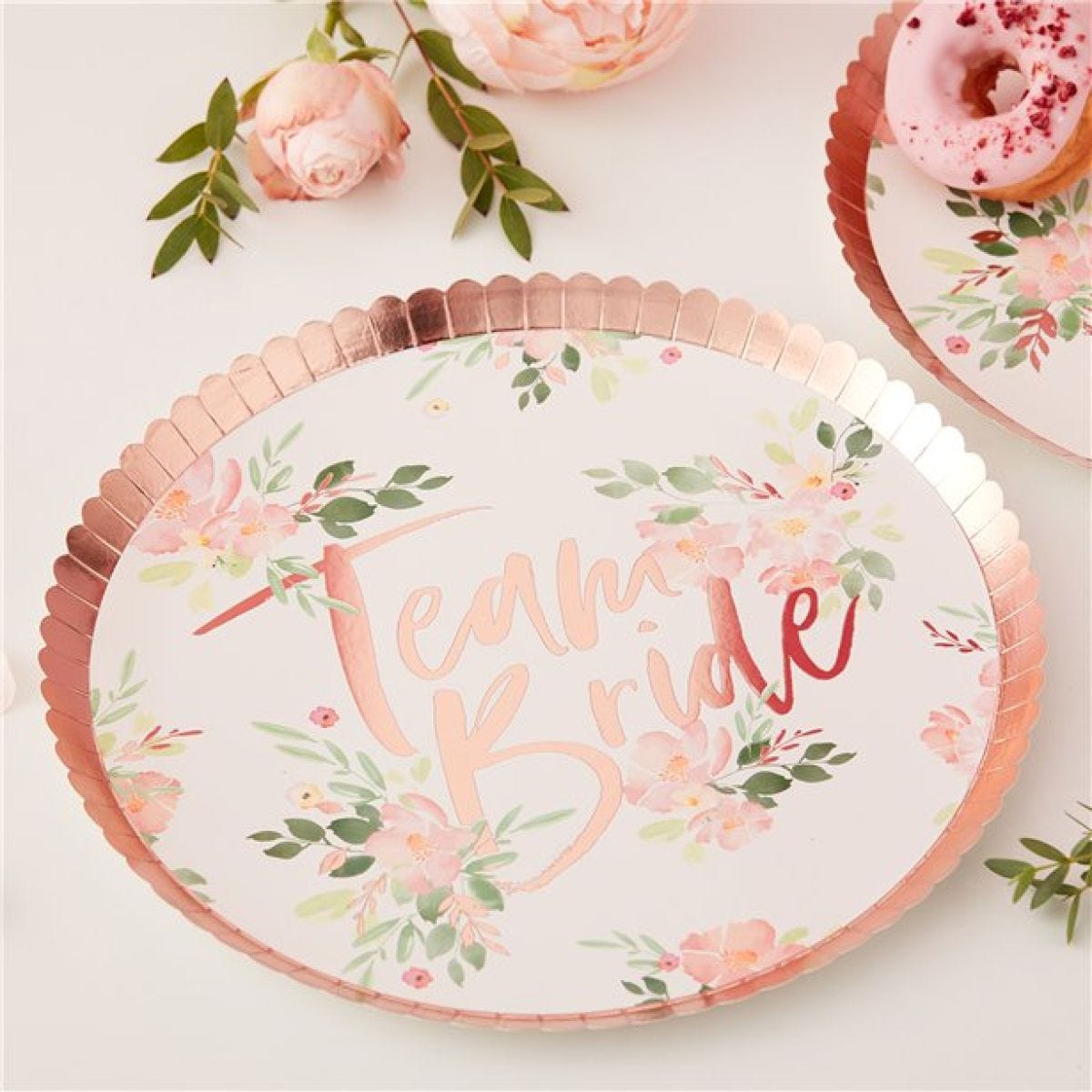 Floral Hen Party &apos;Team Bride&apos; Plates - 24cm (8pk)