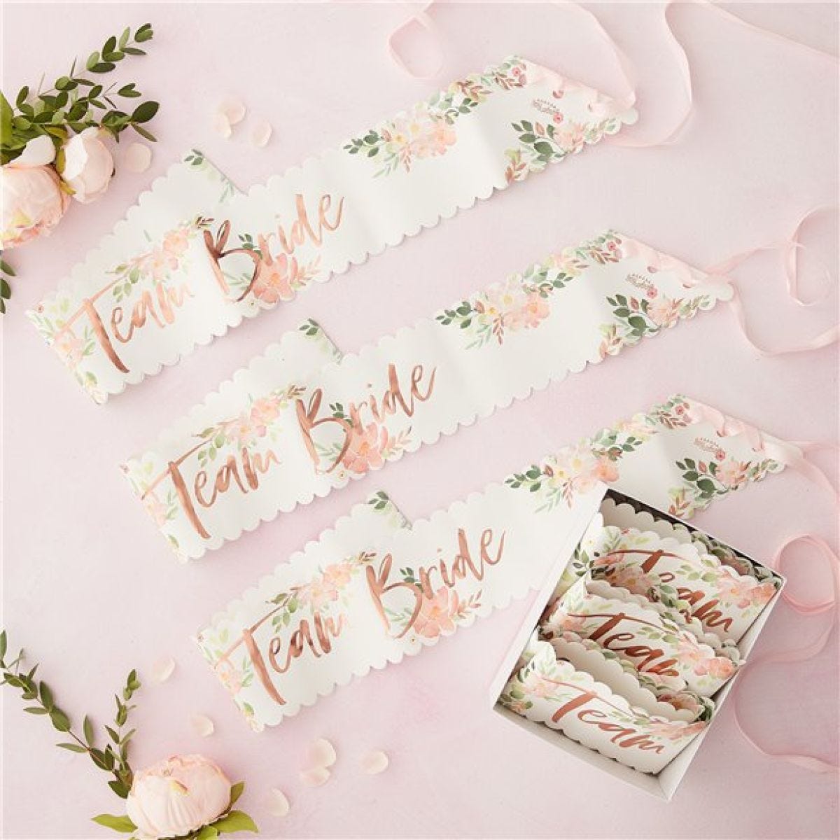 Floral Hen Party Team Bride Sashes (6pk)