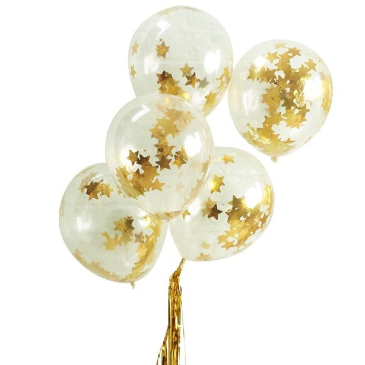 Gold Star Confetti Balloons - 12" Latex