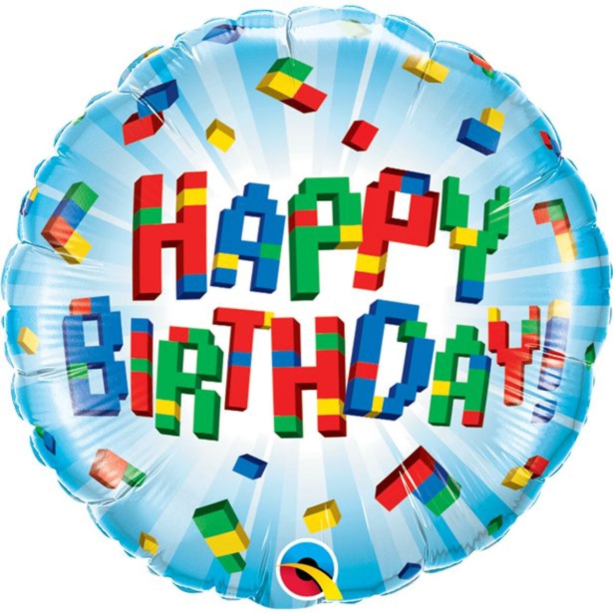 &apos;Happy Birthday&apos; Exploding Blocks Balloon - 18" Foil