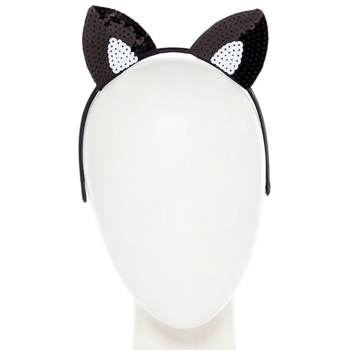 Black Sequin Cat Ears Headband