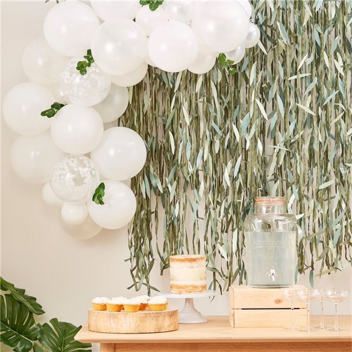 Botanical Baby Mini White Foliage Balloon Arch