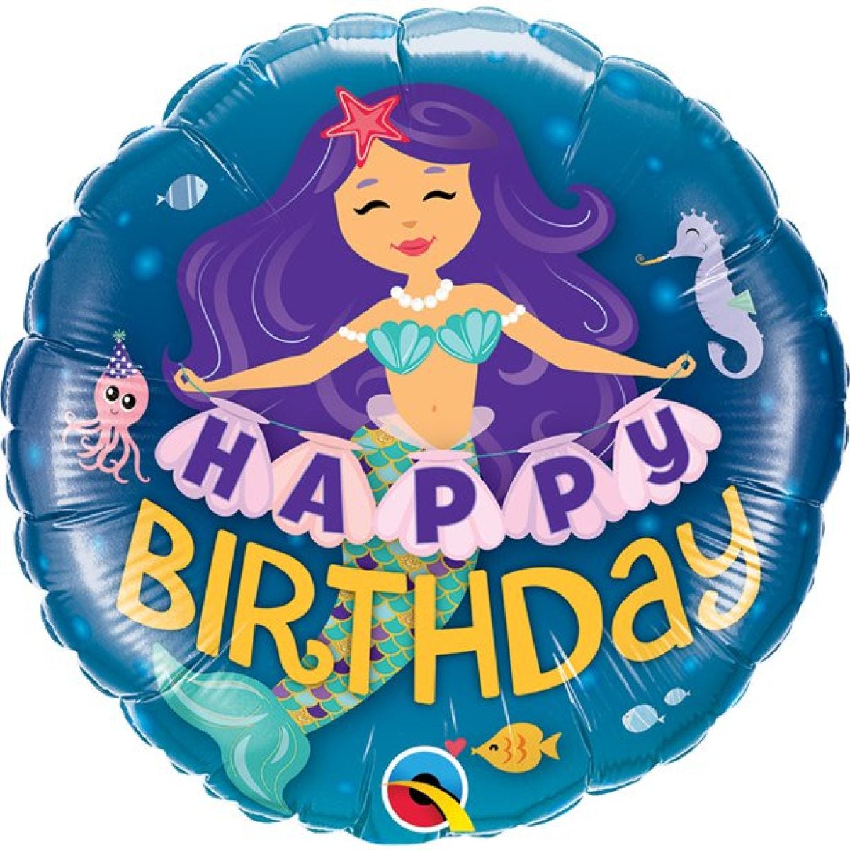 Happy Birthday&apos; Mermaid Balloon - 18" Foil