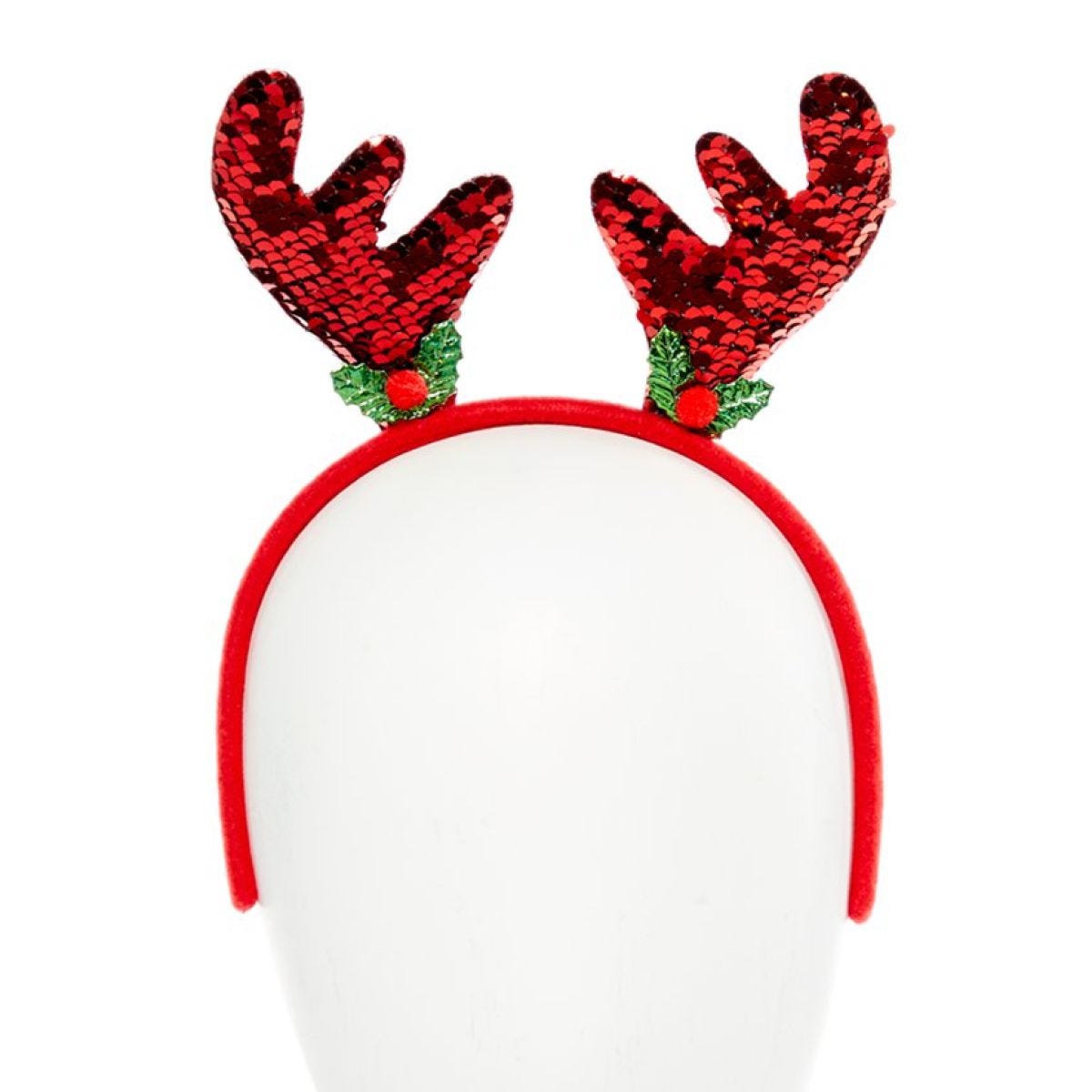 Red Sequin Reindeer Headband