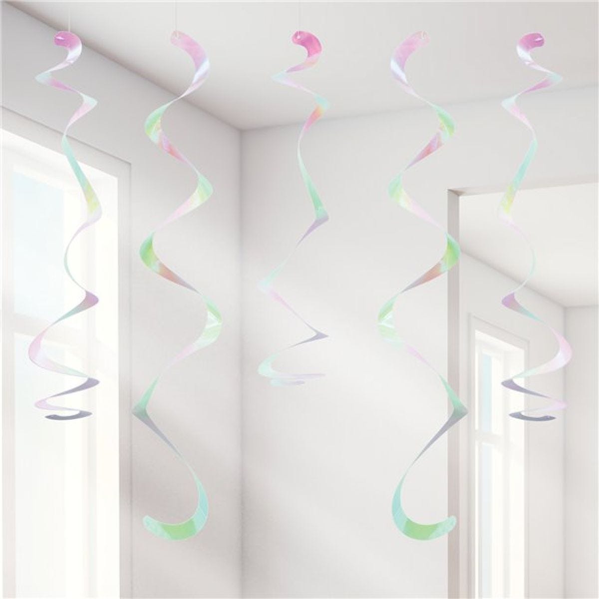 Iridescent Hanging Swirls - 45cm (10pk)