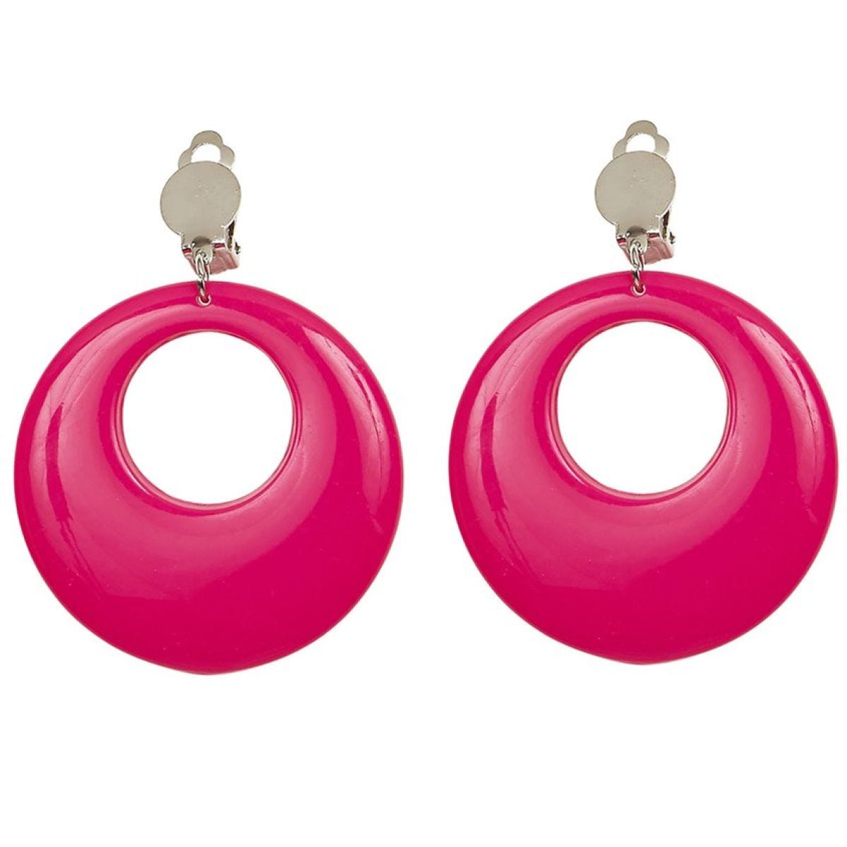 Neon Pink 80&apos;s Earrings