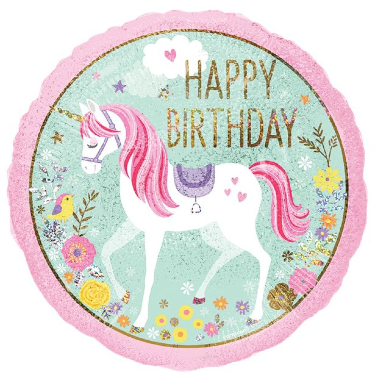 Magical Unicorn &apos;Happy Birthday&apos; Foil Balloon - 18"