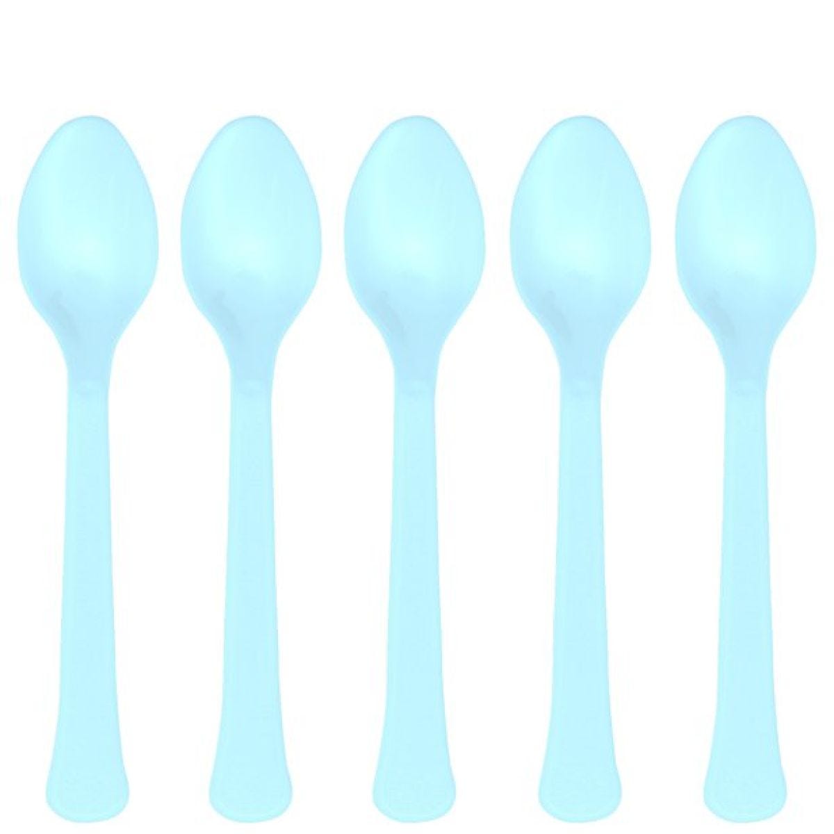 Baby Blue Reusable Plastic Spoons - 24pk
