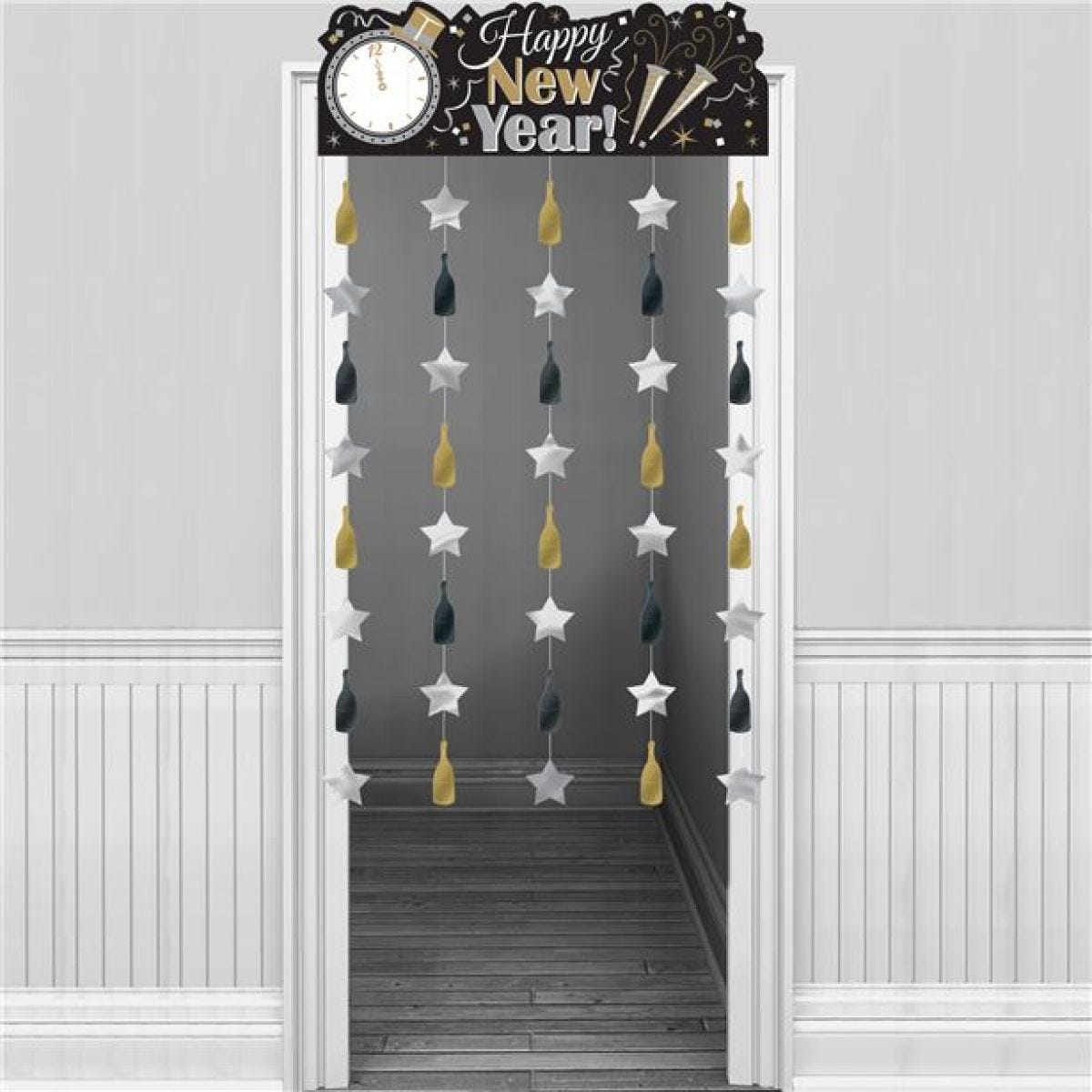 Metallic New Year&apos;s Eve Door Curtain - 1.95m