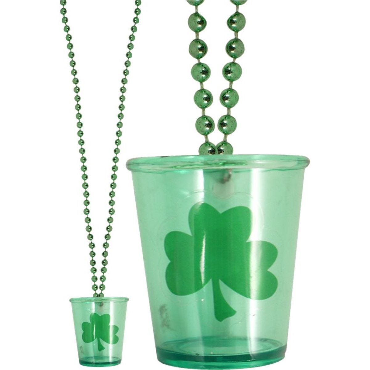 St Patrick&apos;s Day Shot Glass Necklace