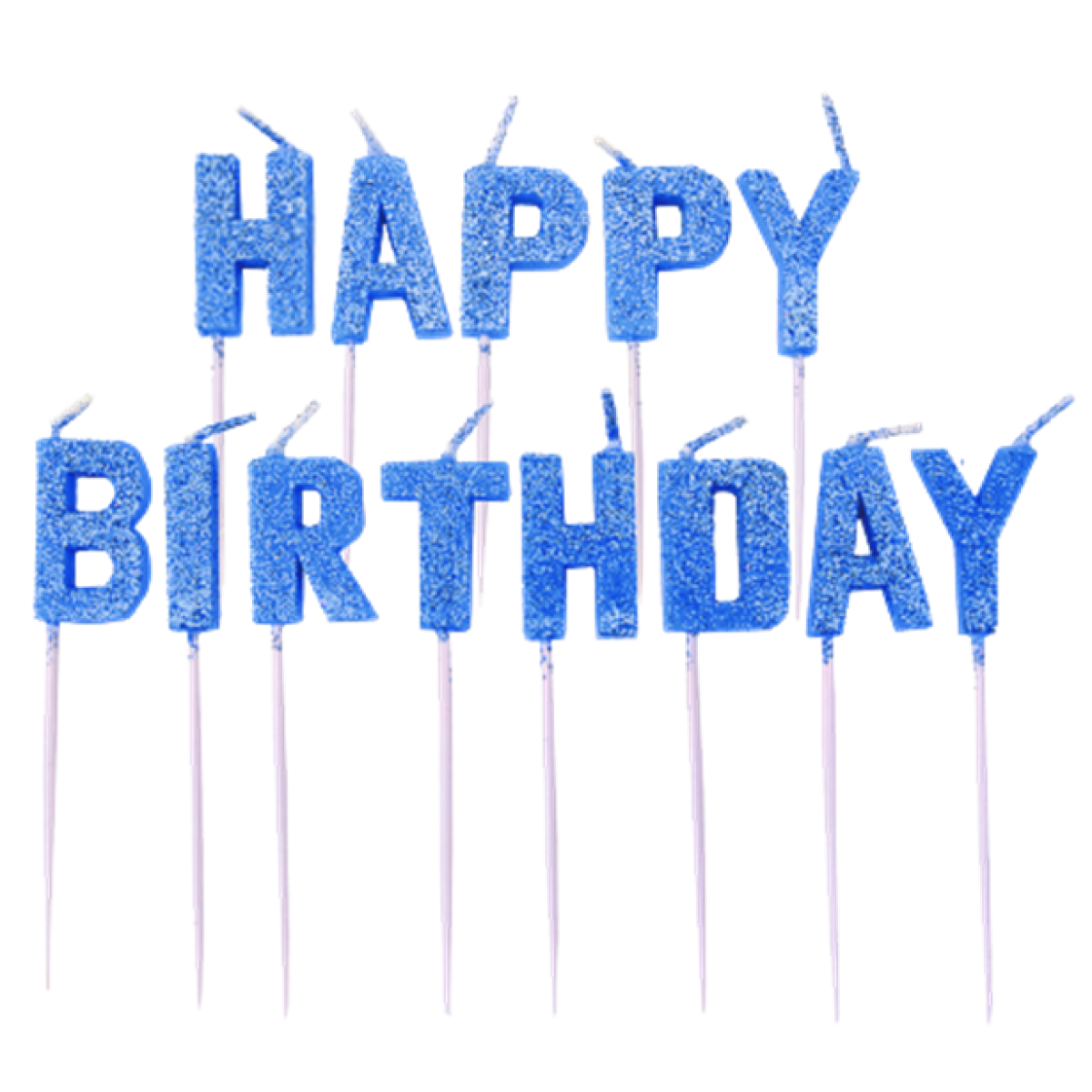 Blue Glitter &apos;Happy Birthday&apos; Pick Candle