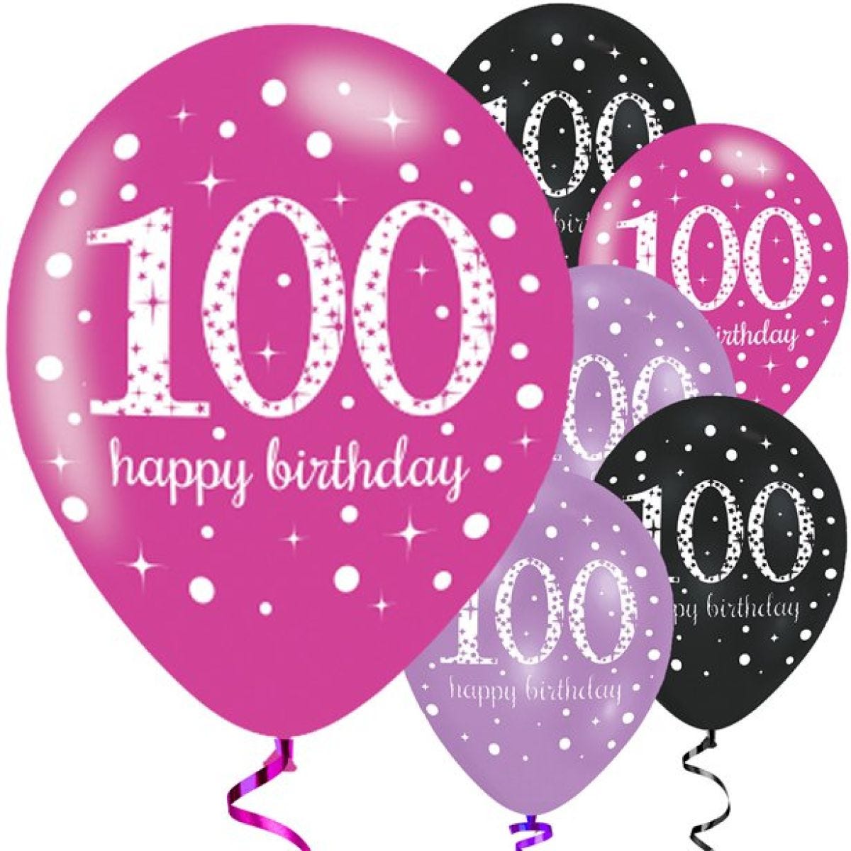 Happy 100th Birthday Pink Mix Latex Balloons - 11"