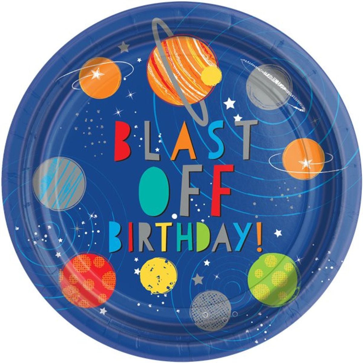Blast Off Birthday Party Plates - 23cm
