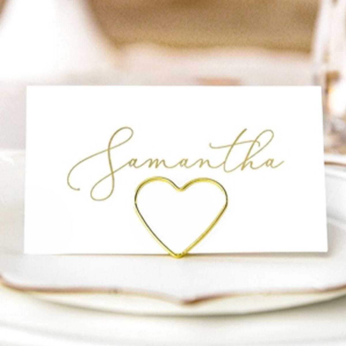 Gold Heart Place Card Holders (10pk)