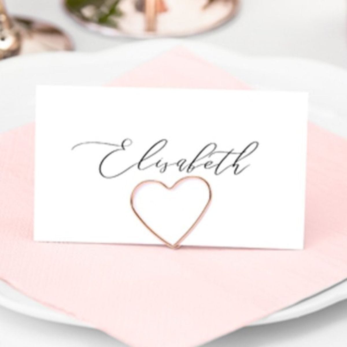 Rose Gold Heart Place Card Holders (10pk)