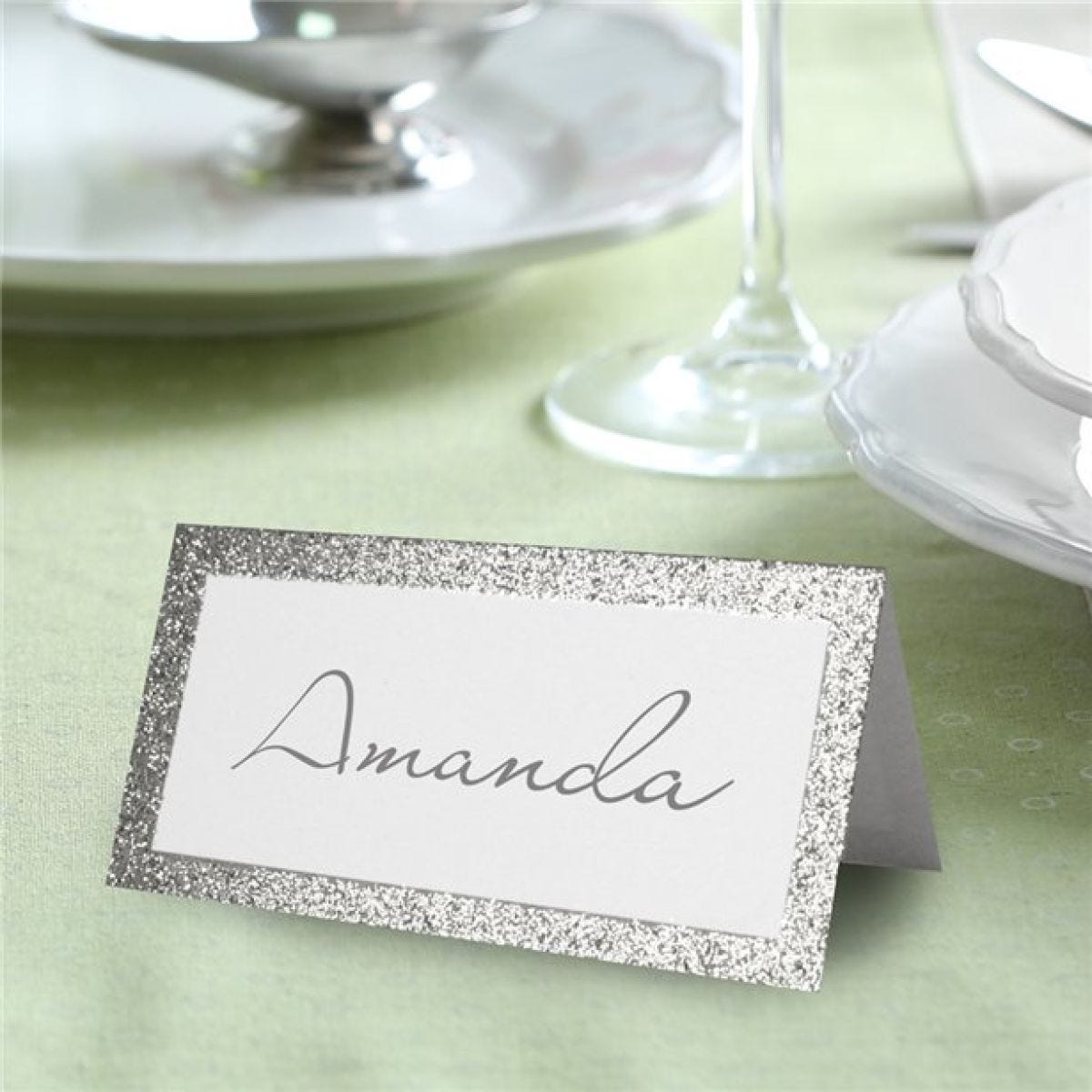 Silver Glitter Place Cards (50pk)