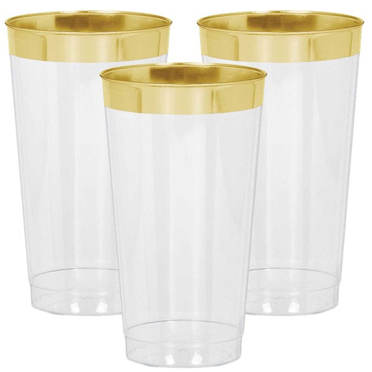 Premium Gold Trim Plastic Tumbler - 454ml (16pk)