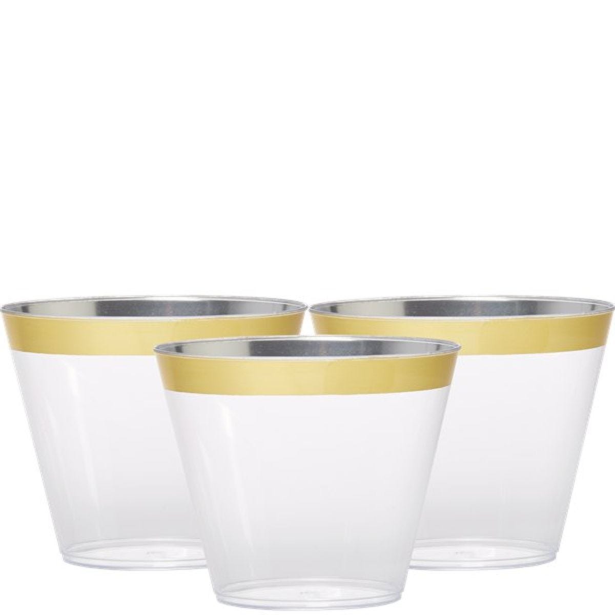 Premium Gold Trim Plastic Tumbler - 266ml (24pk)