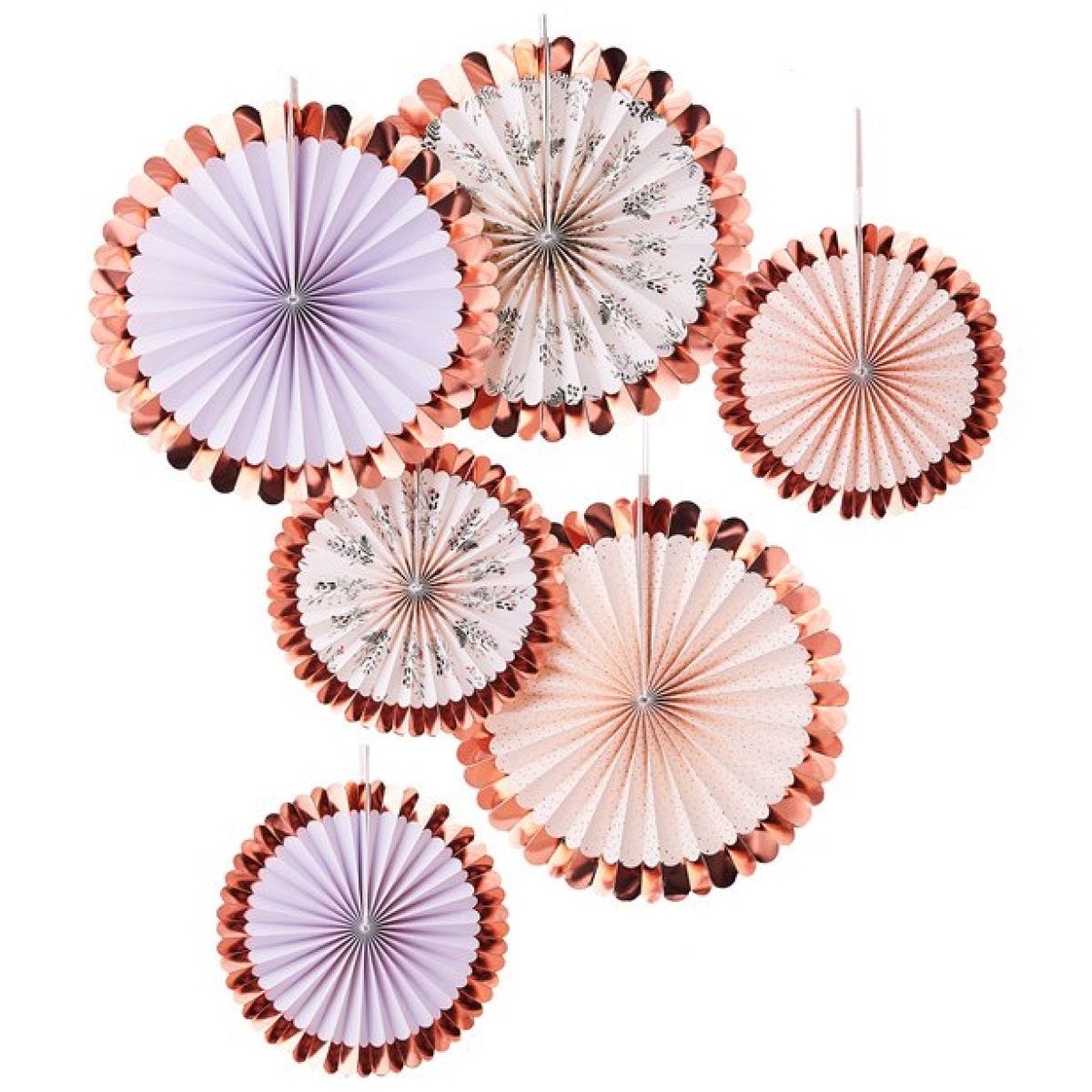 Rose Gold Floral Fan Decoration Kit (6pk)