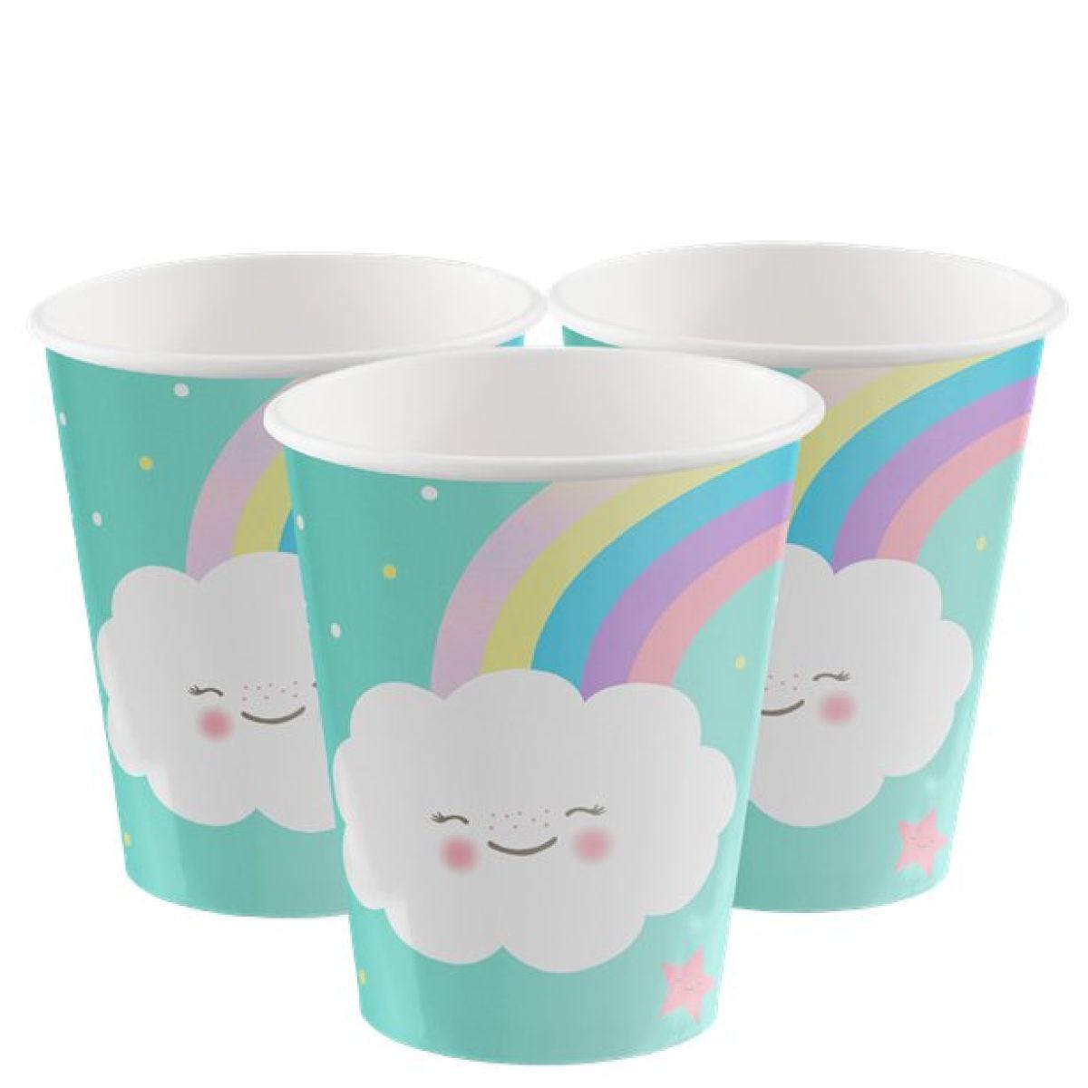 Rainbow & Cloud Paper Party Cups 250ml (8pk)
