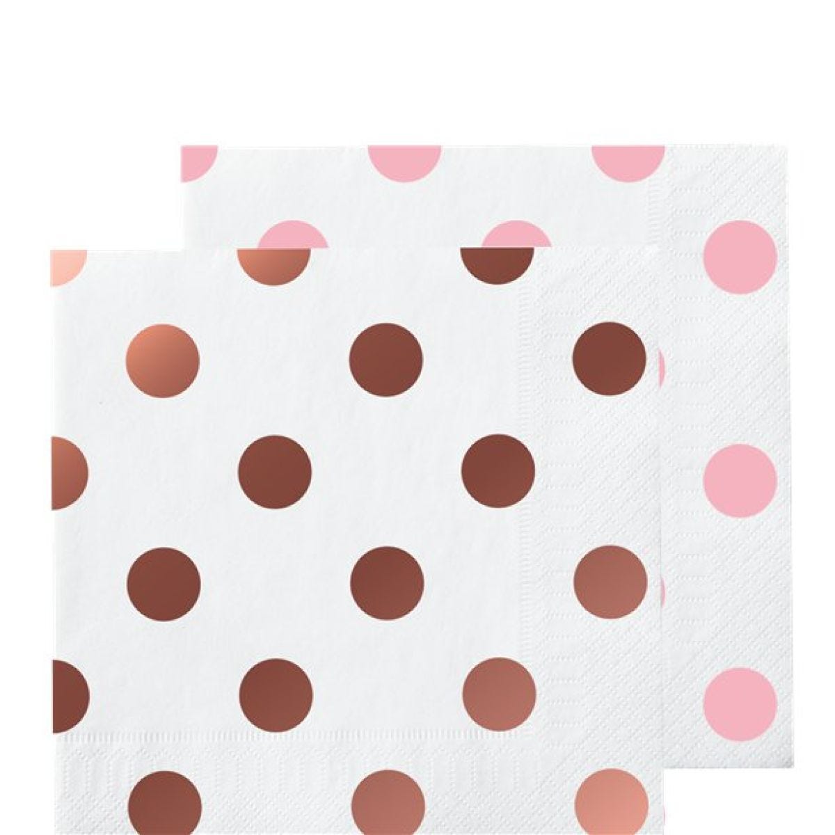 Rose Gold Dot Beverage Paper Napkins - 25cm (16pk)