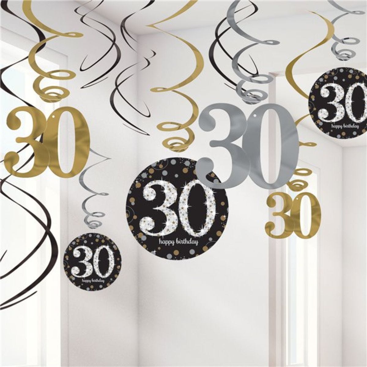 Sparkling Celebration 30th Birthday Hanging Swirls - 45cm