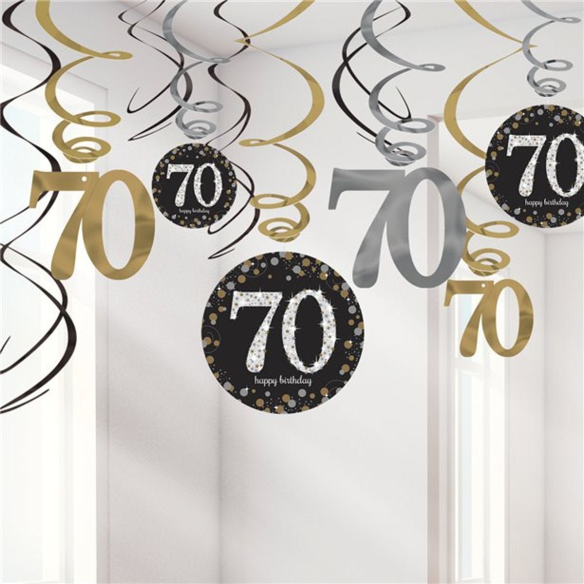 Sparkling Celebration 70th Birthday Hanging Swirls - 45cm