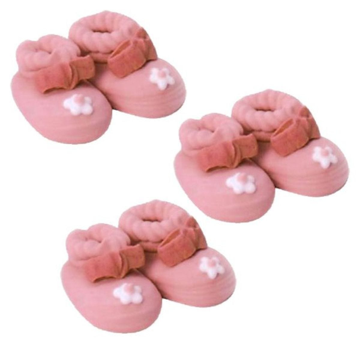 Pink Booties Sugar Cake Toppers x6 (3 pairs)