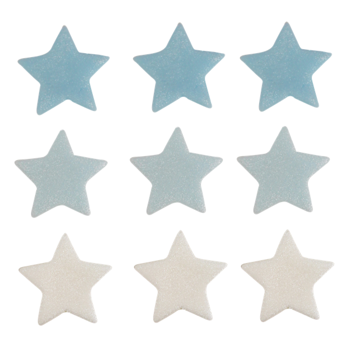 Blue, Silver & White Stars Sugar Toppers x9