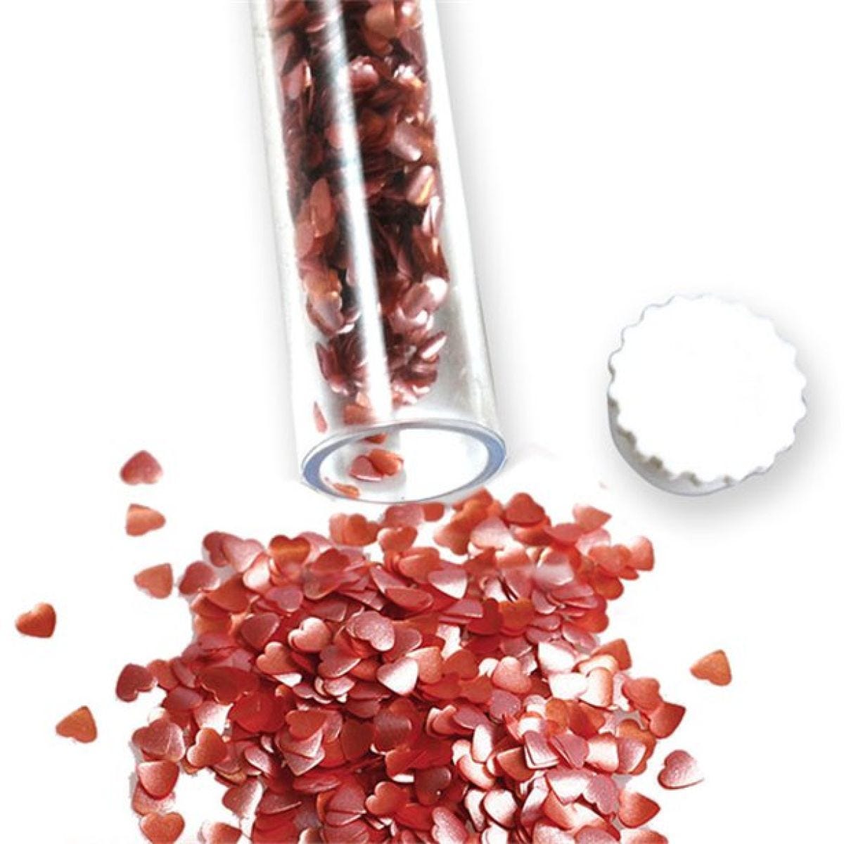 Pink Glitter Sugar Hearts - 1.4g