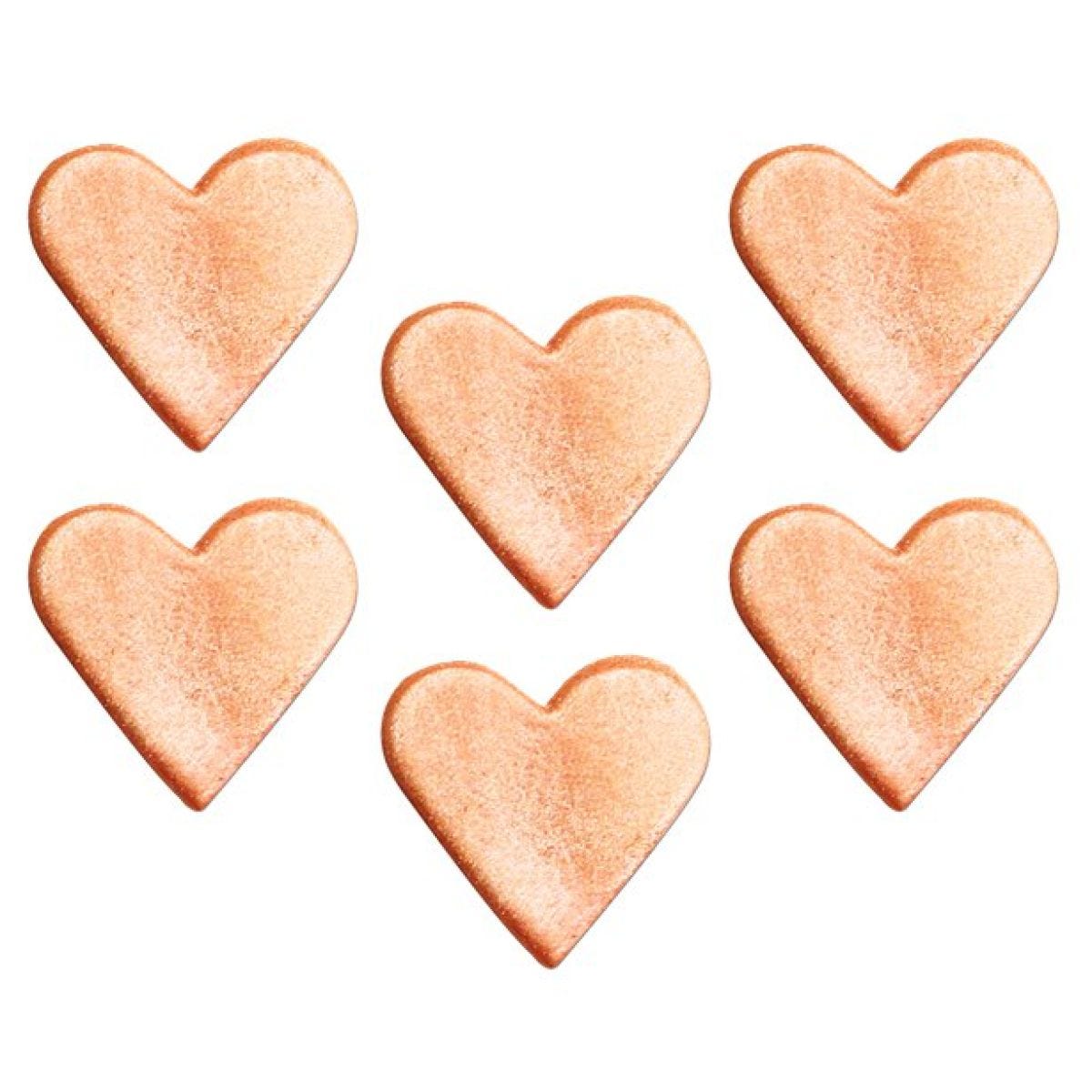 Rose Gold Shimmering Hearts Sugar Decorations x6