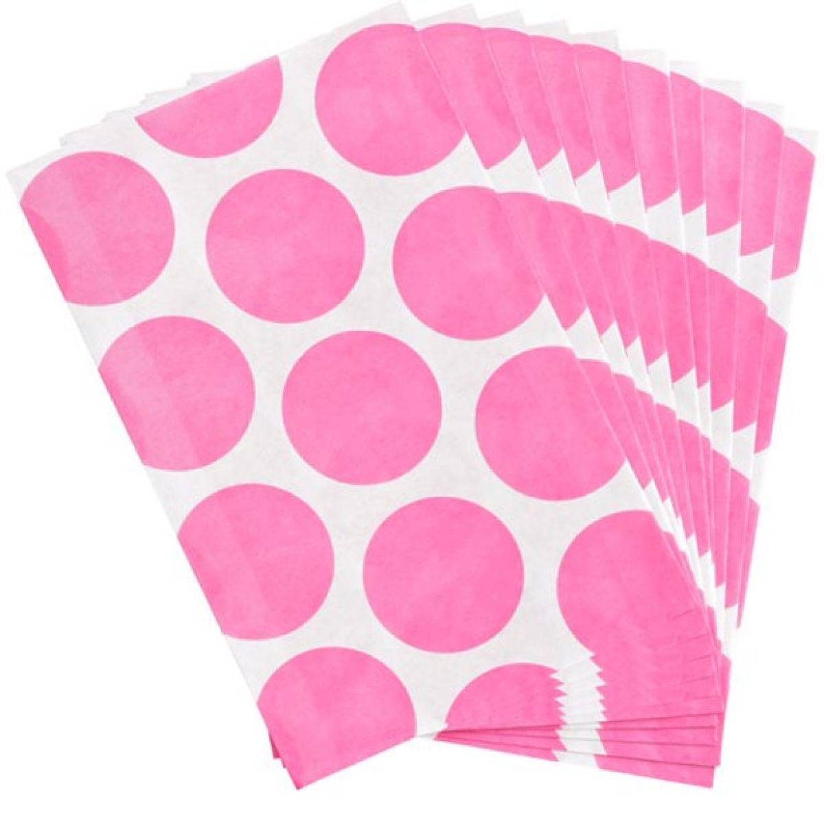 New Pink Polka Dot Paper Sweet Bags - 17cm