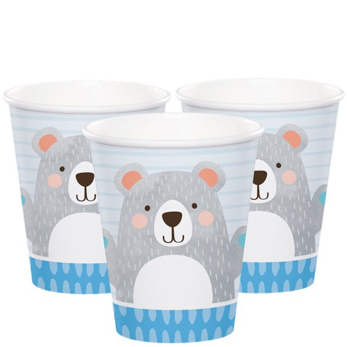 Birthday Bear Cups - 256ml (8pk)
