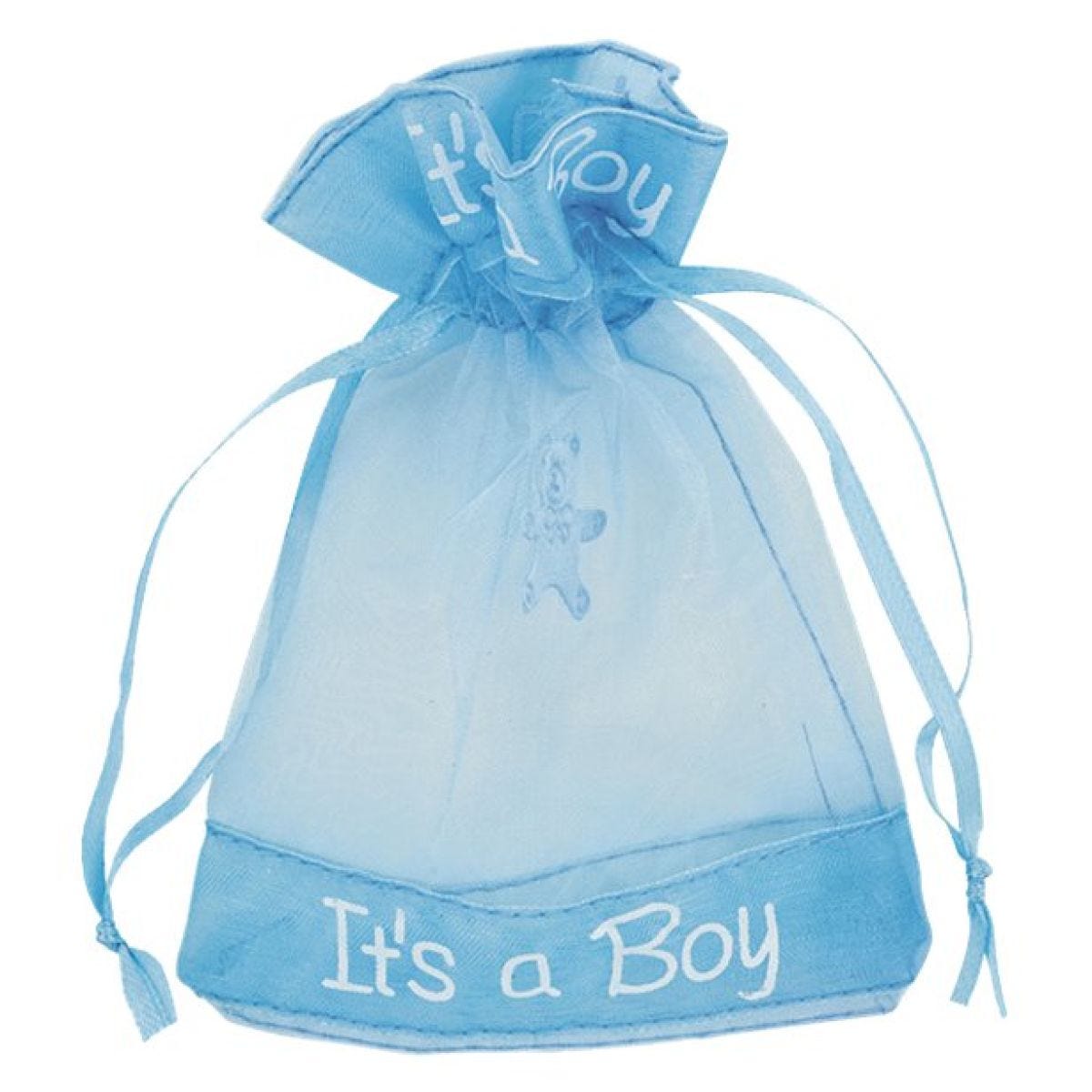 &apos;It&apos;s A Boy&apos; Organza Pouch - 9.5cm x 13cm