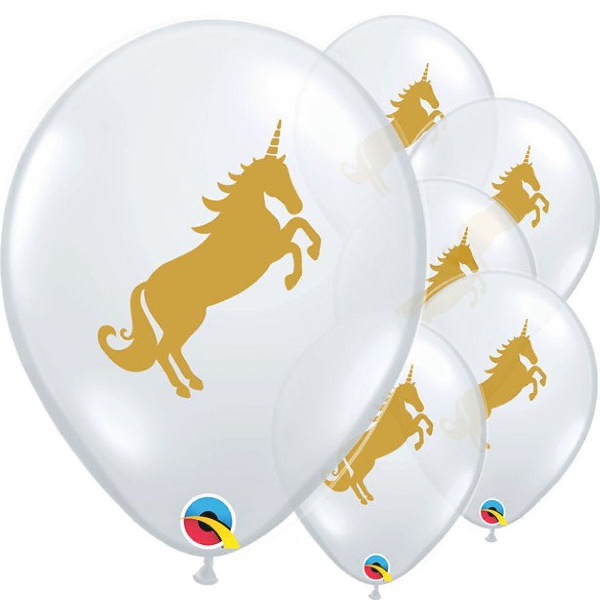 Golden Unicorn Diamond Clear Latex Balloons - 11" Latex