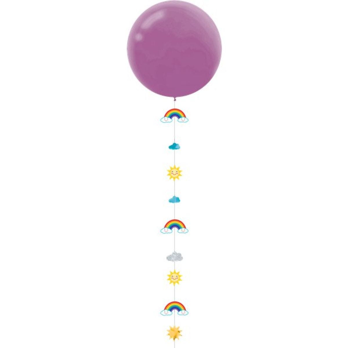 Rainbow & Clouds Glitter Paper Balloon Tail - 1.8m