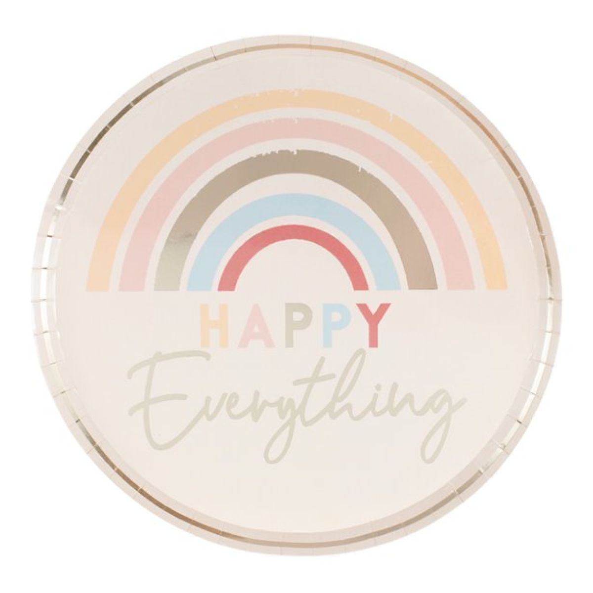 Happy Everything Natural Rainbow Plates - 25cm (8pk)