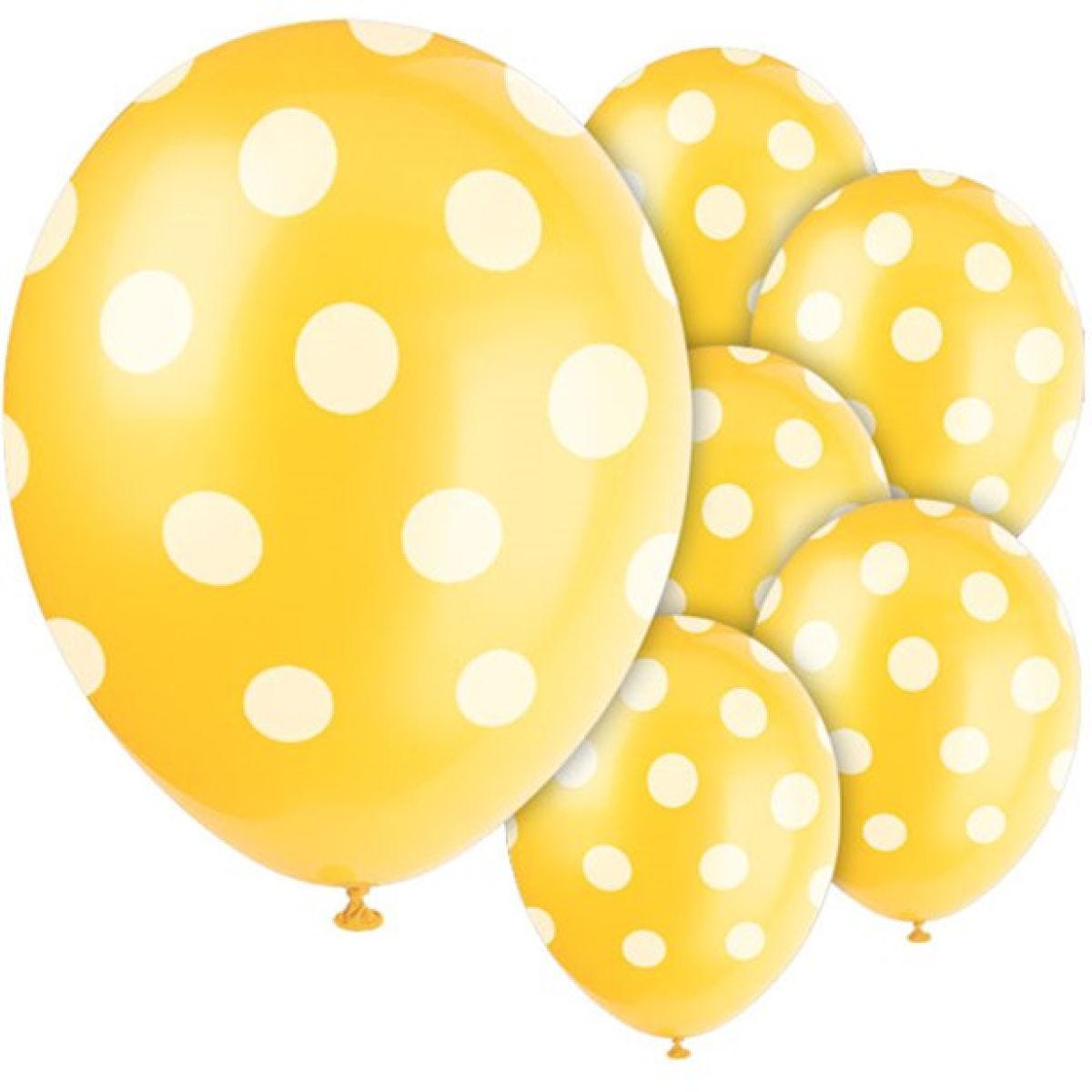 Yellow Decorative Polka Dots Balloons - 12" Latex