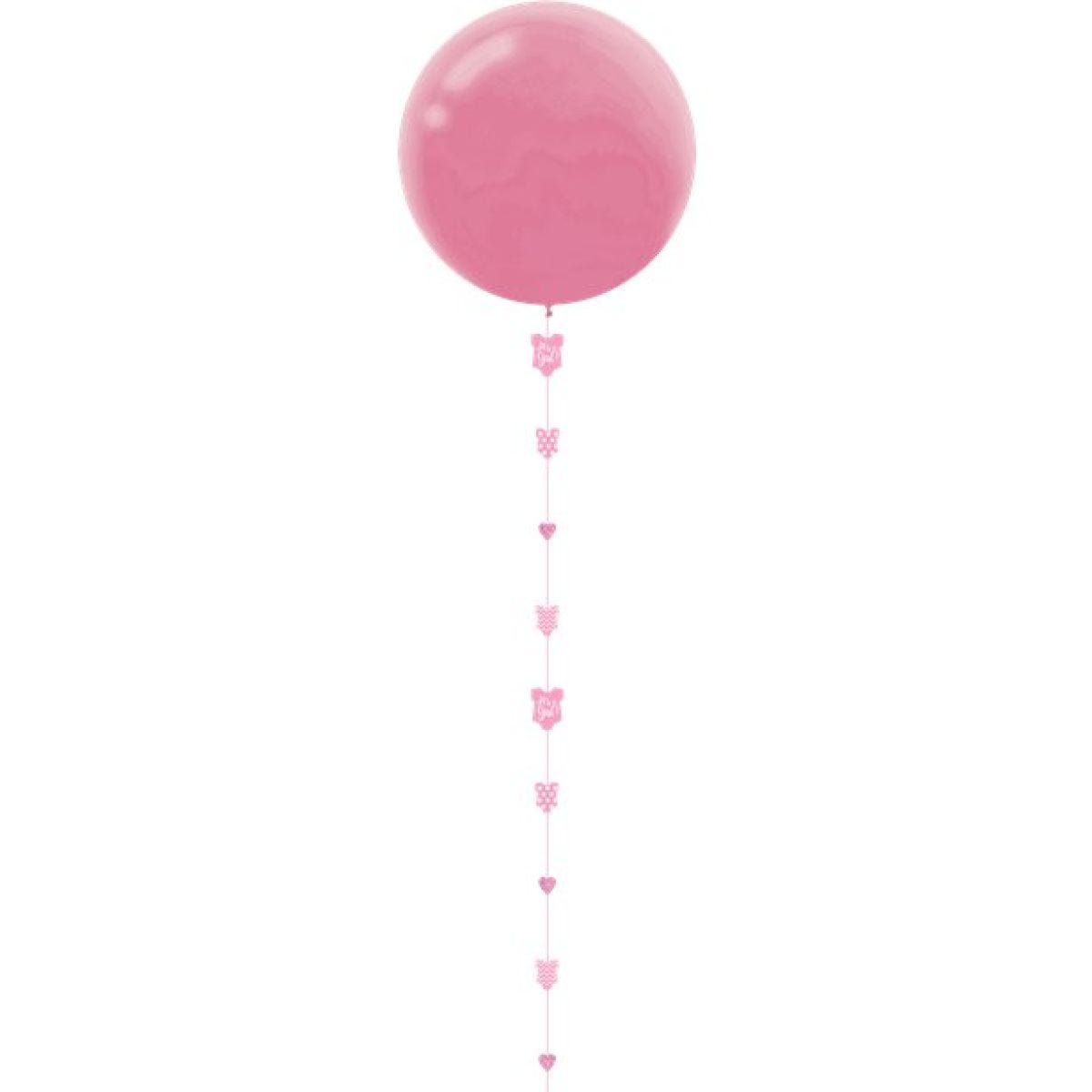 Pink Baby Girl Glitter Paper Balloon Tail - 1.8m