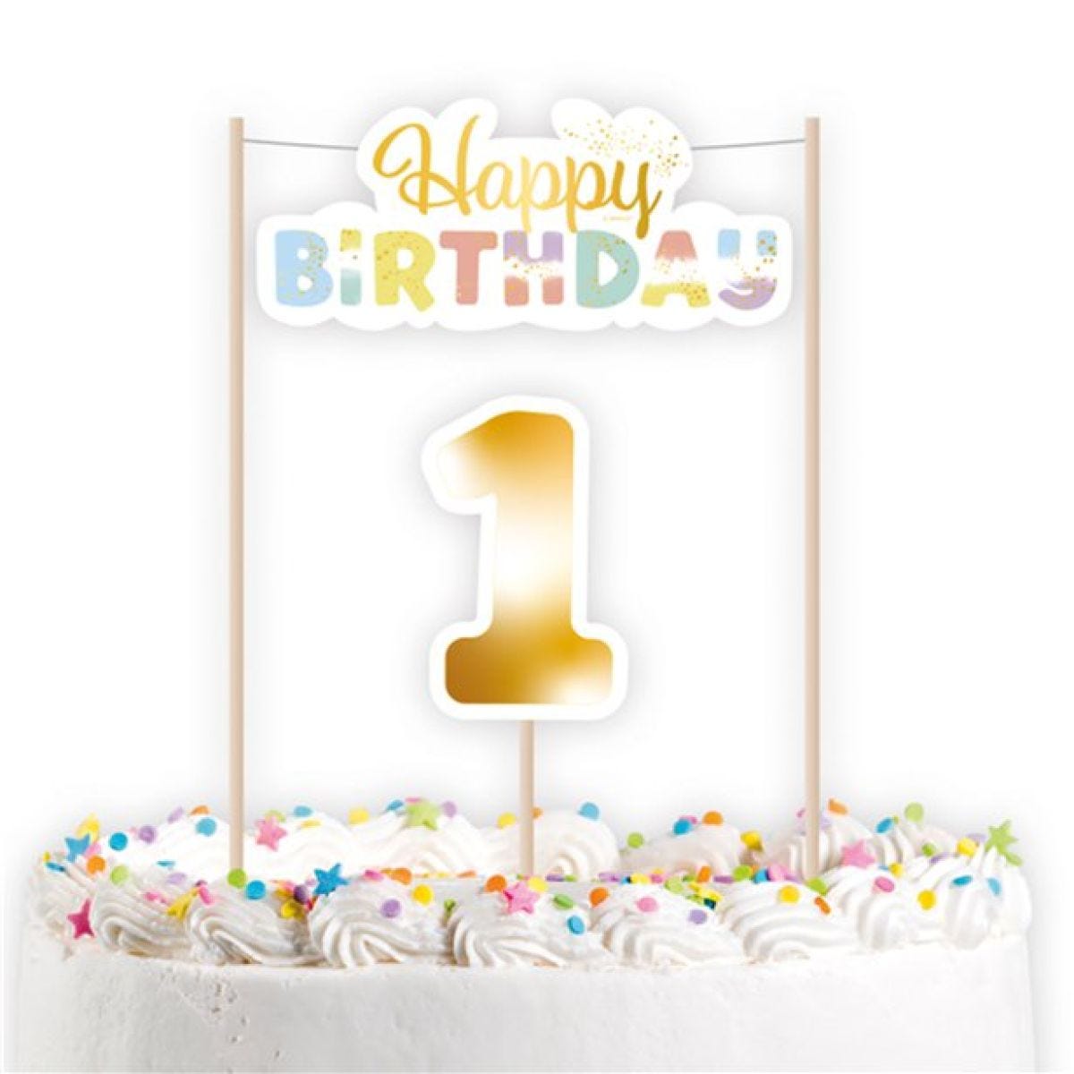 Pastel Rainbow 1st Birthday Cake Topper