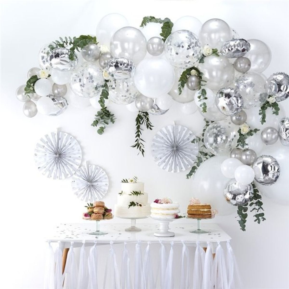 Silver Balloon Arch - 70 Balloons